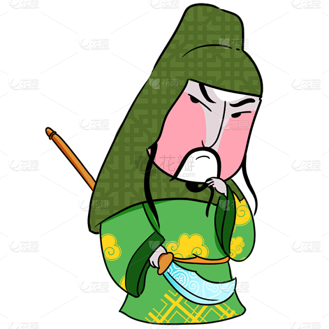 手绘Q版关胜水浒传元素贴纸