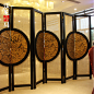 汉龙赤马 新中式明清家具新古典屏风装饰隔断 圆花影大屏风4扇-tmall.com天猫