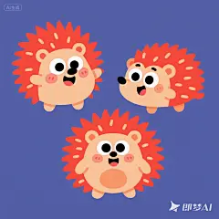jimeng-2025-07-12-2015-生成一组可爱的简约的，手绘的或者扁平风刺猬IP形象，呆萌，憨憨的，生成一组表情包