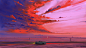 General 1920x1080 sunrise desert car road cactus digital art clouds BisBiswas