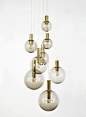 Brass & Smoked Glass Ceiling Lights by Hans Agne Jakobsson