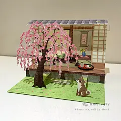 日本热销樱花春天浪漫风景小狗猫咪兔子万用祝福立体贺卡动物集合-淘宝网