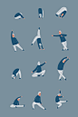 Yanna Chintsova / Pattern / Pattern Design / Print / Print Design / Ideas / Inspirarion / Surface Pattern / Repeat Pattern / Textile Design / Quirck / Fun / People / Character / Character Design / Man / Dancing / Moving / Movement / Positions / Dance Pose