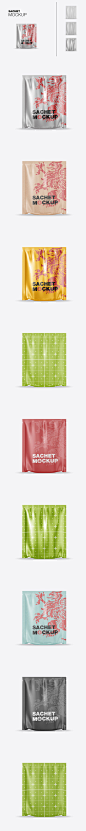 箔纸小袋产品包装设计样机 (PSD)