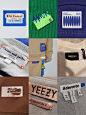 This may contain: several different types of clothing labels and stickers on the back of shirts, sweaters or pants