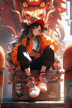 免费照片动漫人物与龙插图