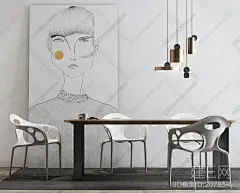 现代餐桌椅组合3d模型
