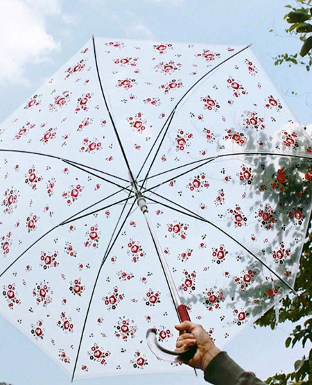 原品生活 半自动环保透明雨伞-碎花