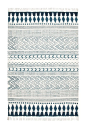 French Connection - Zig-zag and striped print rug, Tassels at both ends: 
