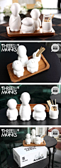 现代简约厨房餐饮用具 三个和尚陶瓷调味瓶 牙签盒 套装http://www.798buy.com/goods-8254.html
