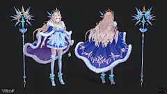 AK-Andrea 安德里亚 美女 冰霜法师-独立角色-微元素 - Element3ds.com!