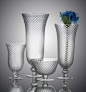 透明白色手工吹制高脚玻璃花瓶简约花器装饰花盆摆设插花器具-淘宝网