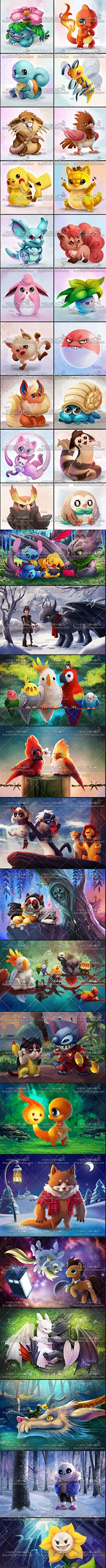 可爱卡通动漫素材 CG插画 Q版动物手绘 场景壁纸 迪士尼动画风格-淘宝网