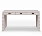 Belmont Desk - Mr Brown London : small: $4185, large: $5085
A beautiful, well-wrought desk to inspire creativity and work flow. The simple Parsons-inspired shape is profiled with corrugated zigzag carvings, a signature of the Belmont Collection. Lovely an