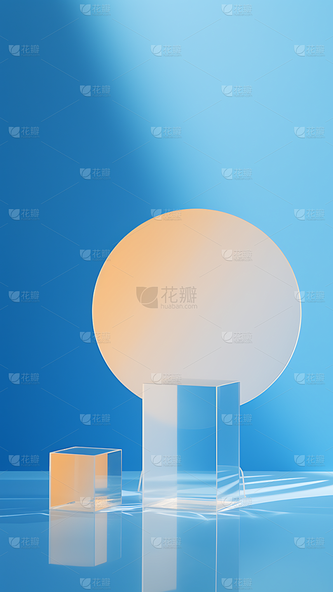 电商通用活动促销玻璃几何展台背景