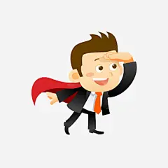 手绘商务超人图高清素材 卡通 商务 帅气的 男人 瞭望 红色斗篷 西装 超人 免抠png 设计图片 免费下载