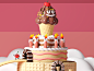 Humble Ice Cream Castle low poly isometric illustration cake fantasy castle c4d chocolate sweets character design cinema4d 3d