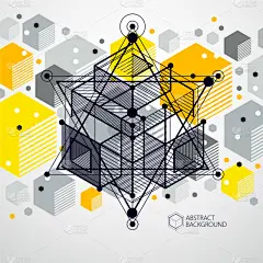 黄色,条纹,立方体,抽象,现代,格子,创造力,长方形,几何形状,六边形