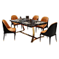 现代轻奢餐桌椅组合简欧式港式意式不锈钢实木方桌椅镀金酒店定制-淘宝网