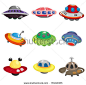 cartoon ufo spaceship icon set - stock vector