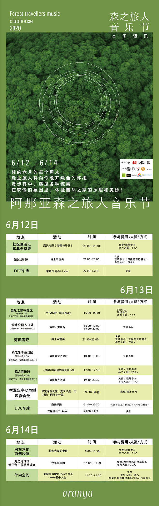 阿那亚森之旅人音乐节-第三周

本周末活...