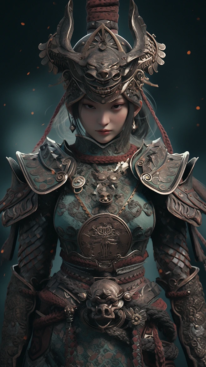 ai国风女将军战士插画素材人物盔甲服装设计参考游戏原画角色淘宝网