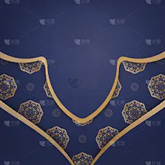 名片在深蓝色与抽象的黄金装饰您的业务。