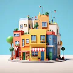 3d城市建筑房子素材图片