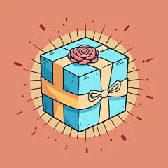 双层包裹礼品盒插画设计素材