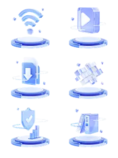 3D立体磨砂玻璃商务科技微软风图标素材1675220789946