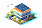 低碳能源太阳能光伏板屋顶应用场景插画