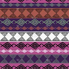 民族无缝模式与质子紫色绘图。阿兹特克手绘矢量插图准备打印。