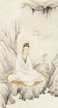 夏荆山028佛画观音国画人物画水墨画宣纸微喷复制画竖幅装饰画-淘宝网
