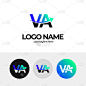 字母V和A标志，VA标志的商业设计，标志的公司，扩大规模，增加业务，箭头，商业标志的设计