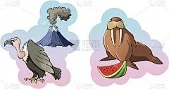 儿童字母表:用图画表示字母V和W