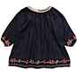Navy Blue Hand Embroidered Dress, Caramel Baby & Child, Girl
