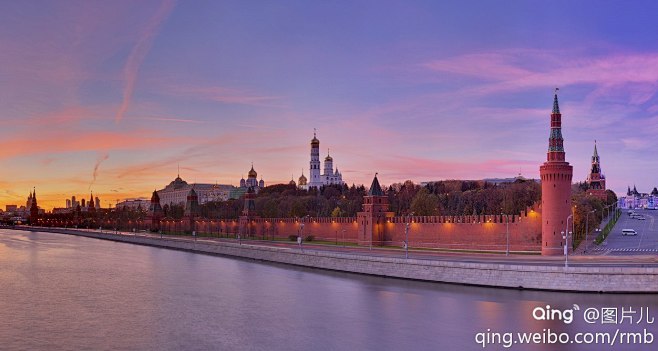 落日余辉照耀下的莫斯科城，俄罗斯