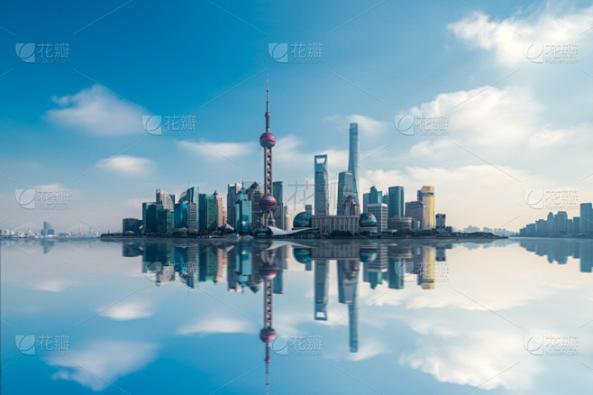 上海,城市天际线,全景,度假胜地,水平画幅,无人,黄浦江,户外,浦东,金茂大厦