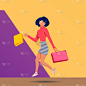 attractive woman, stylish colorful outfit jumping 