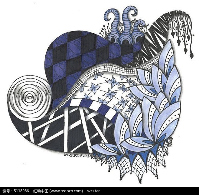 几何抽象插画几何纹样图案插画平面构成基础手绘黑白装饰图案素材手绘