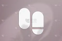 以极简风格模拟卡片。空白椭圆形式与圆形边缘。完美的婚礼邀请和贺卡