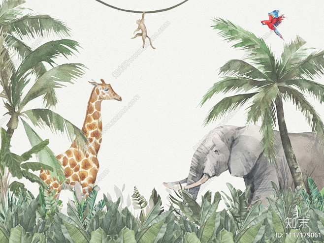 丛林动物儿童壁纸贴图下载【ID:1117...