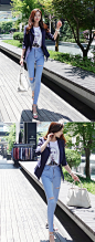 破洞小脚紧身浅色牛仔裤 : 韩国时尚人气品牌，Styleonme_LouisAngel 浪漫摩登，轻熟女，职场OL的首选 ，时尚