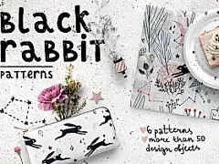黑兔创意插画素材Black Rabbit | Patterns