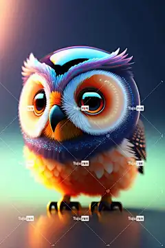 Ai产生的 鸟 猫头鹰 卡通猫头鹰 卡通鸟 艺术 3D 渲染 动物