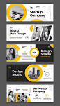 其中包括图片：Startup Company Facebook Cover Template PSD