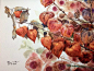泰国画家Kitipong Ti色彩细腻的花卉水彩画作品欣赏