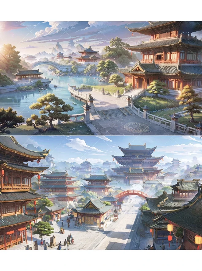 绘梦工坊丨AI城镇古风背景《云阳城》中