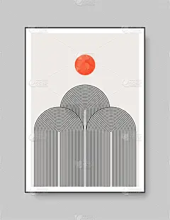 抽象创意的最小构图，非常适合墙面装饰，如明信片或宣传册设计。矢量插图。