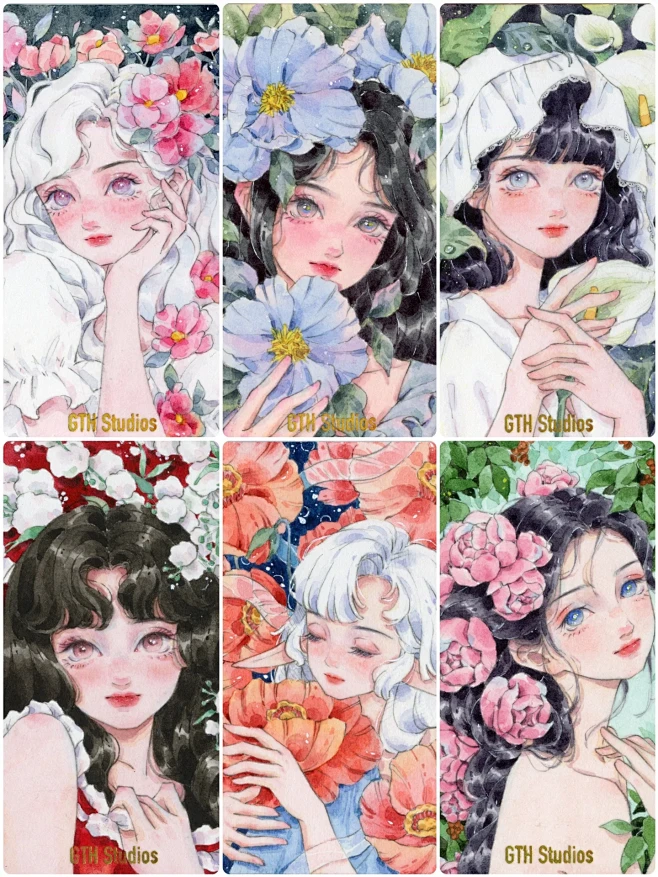 花花与女孩子们水彩少女